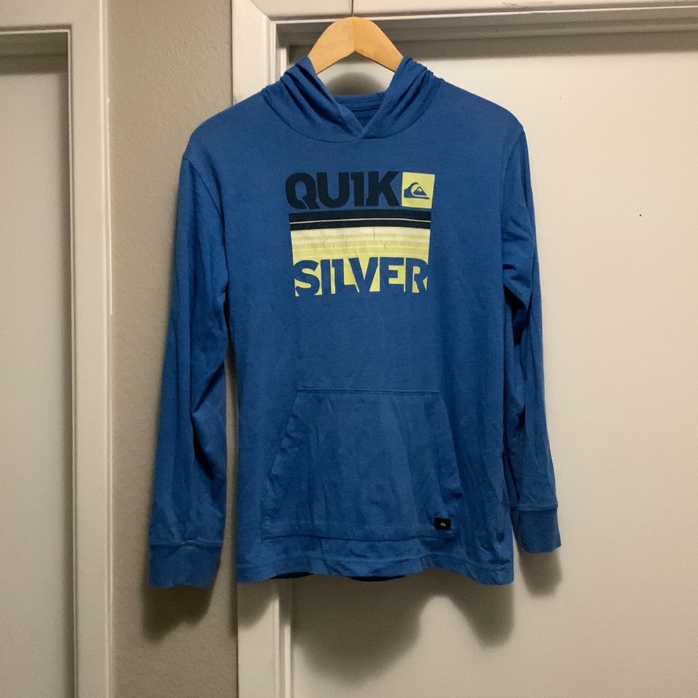 Kids large (14-16) blue quick silver tee with a hoodie.